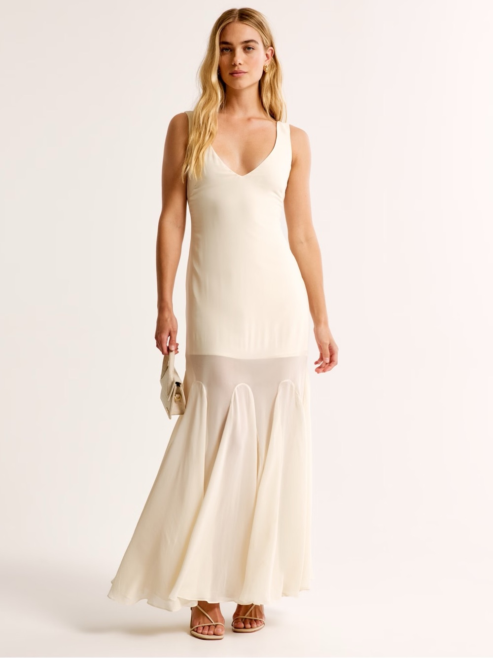 Abercrombie & Fitch Cream V-Neck Sleeveless Dress - Size small petite